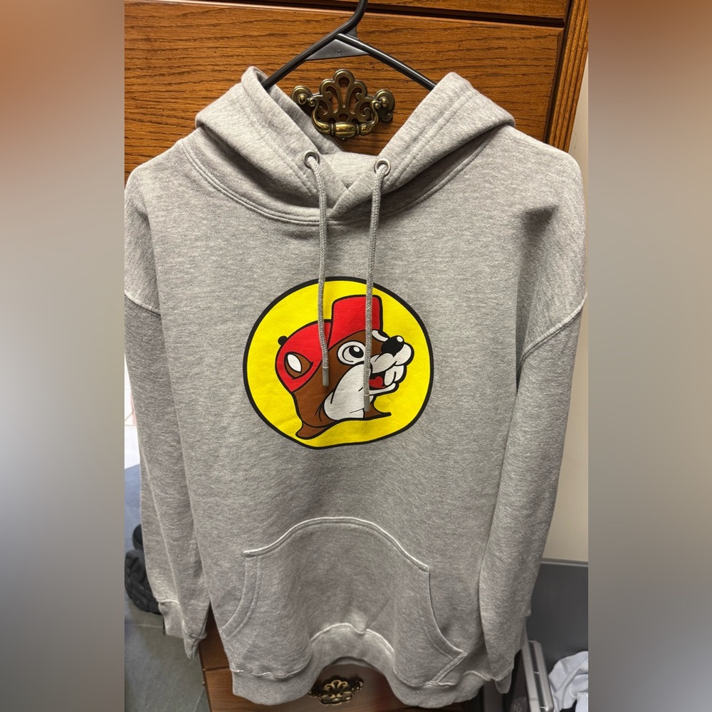 Buc-ee’s Grey Hoodie with Drawstring. SMALL. NWOT.